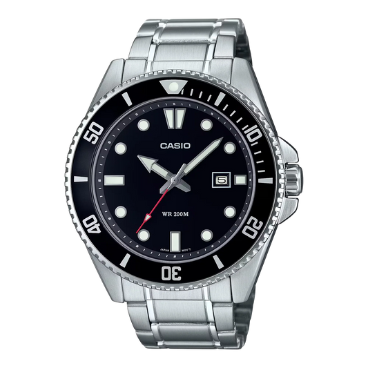 Casio 200M WR Rotating Bezel Watch MDV107D-1A1 Black/Silver