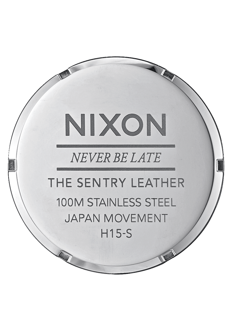 Nixon Mens Sentry Leather Watch Silver / Blue Dial / Brown Leather