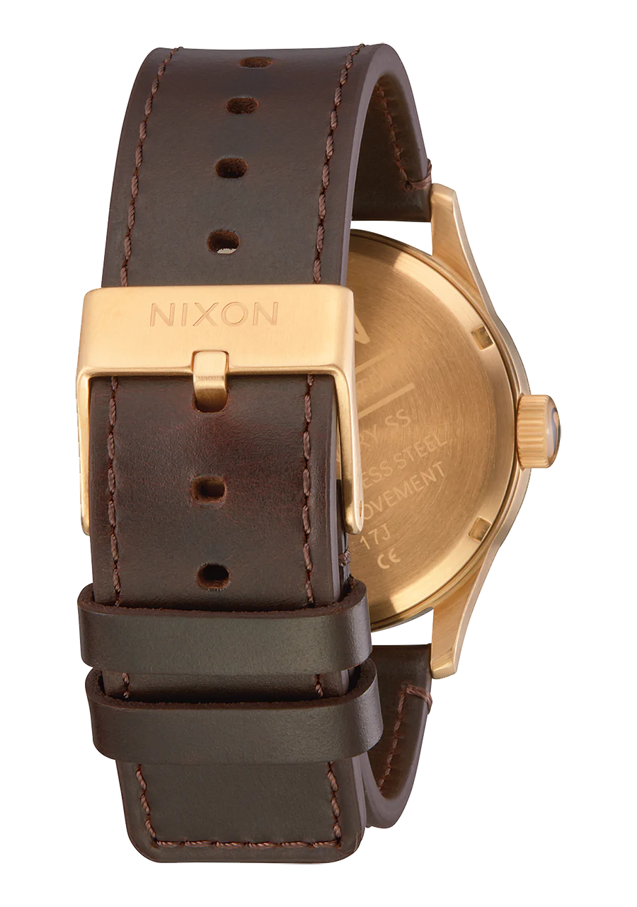 Nixon Mens Sentry Leather Watch Gold/Black Dial/Brown Leather