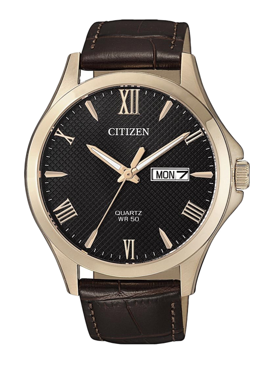 Citizen Men's Quartz 50m Watch BF2023-01H Rose Gold/Brown/Black