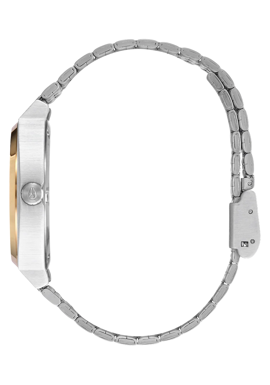Nixon Mens Time Teller Watch Silver/Gold