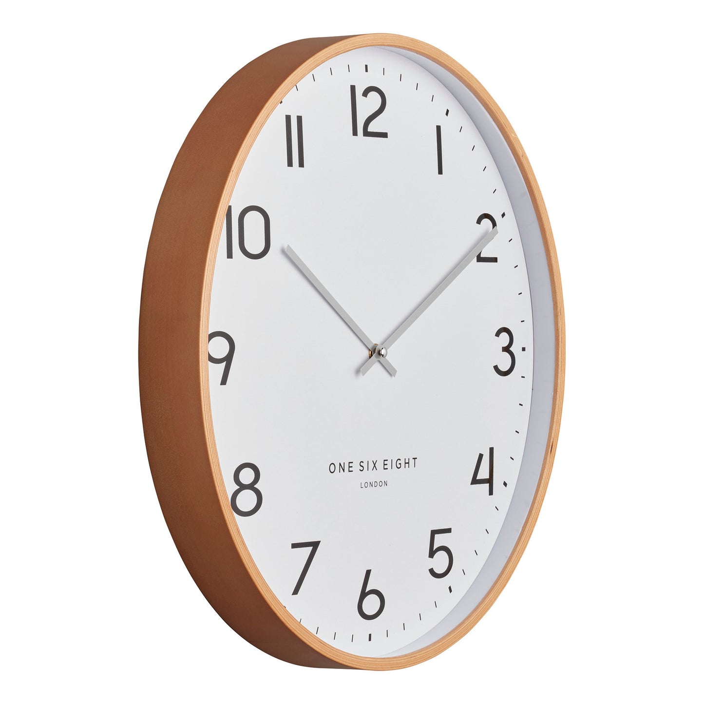 One Six Eight London Olivia 53cm White with Wood Frame Silent Wall Clock