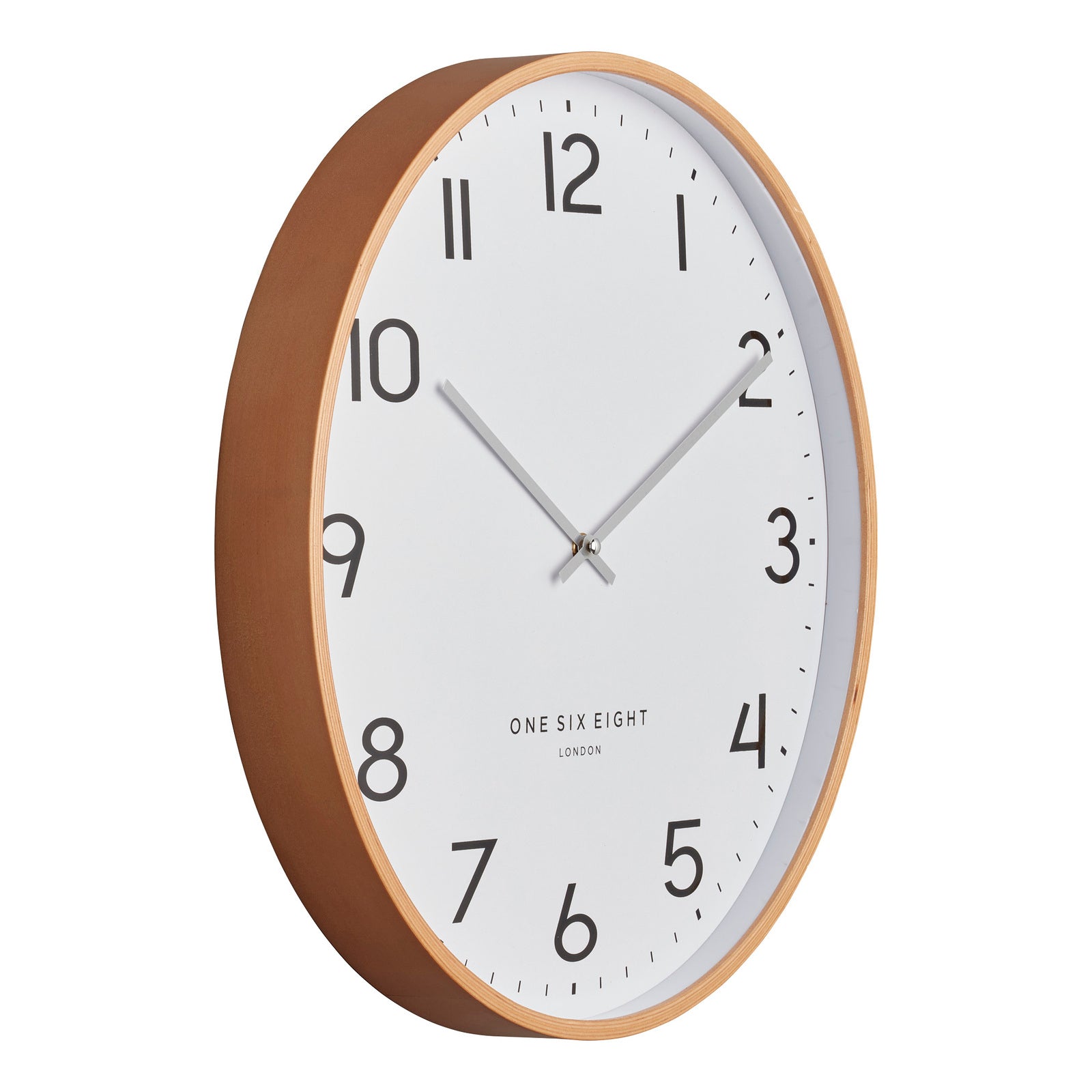 One Six Eight London Olivia 53cm White with Wood Frame Silent Wall Clock