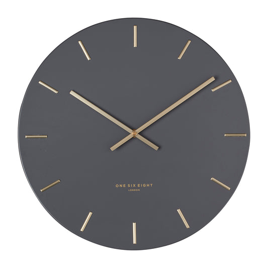 One Six Eight London Luca 60cm Charcoal Silent Wall Clock