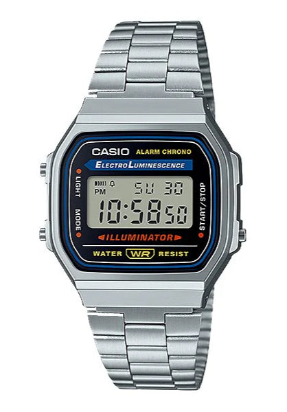 Casio Vintage Stainless Steel Digital Watch A168WA-1W Silver