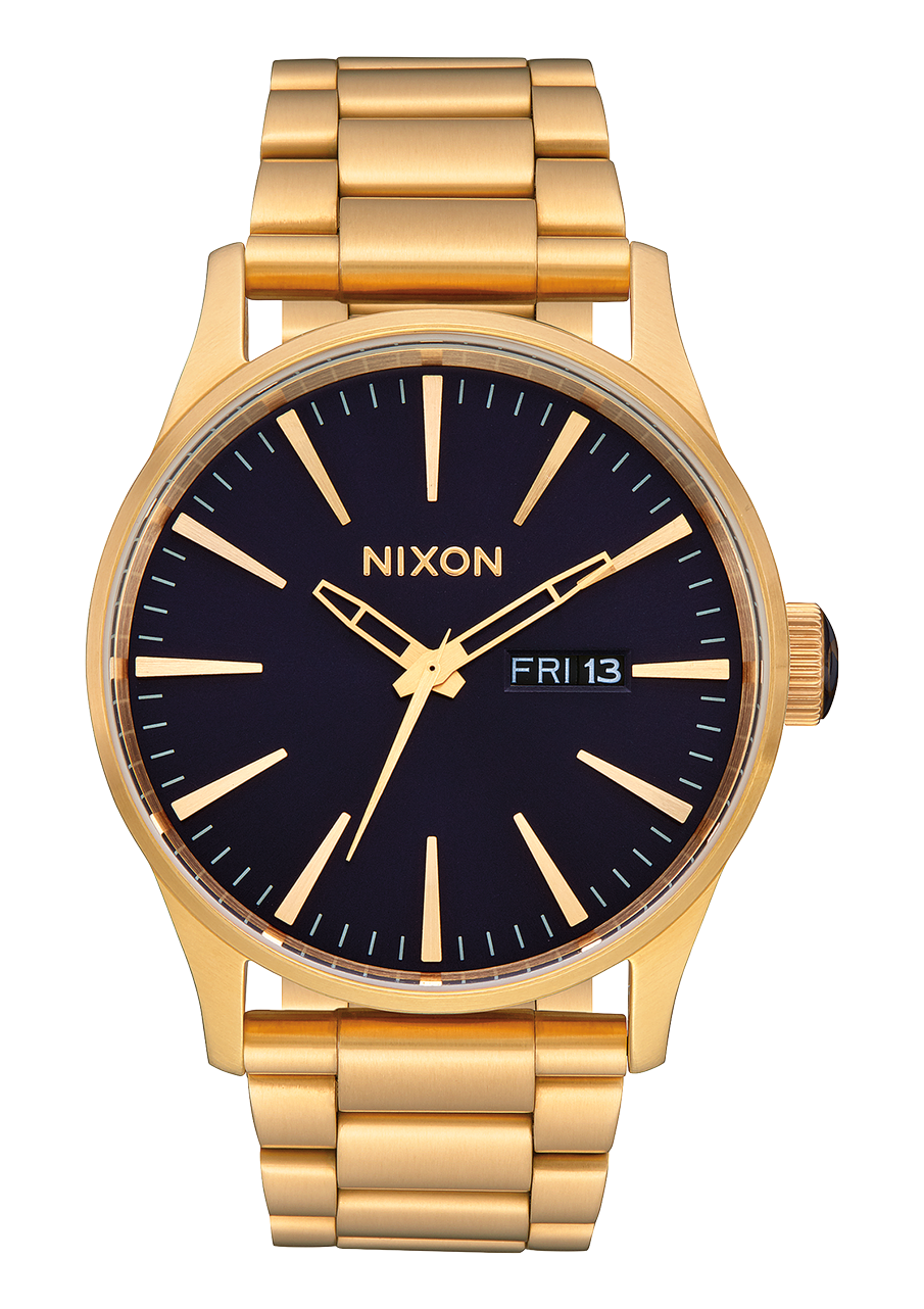 Nixon Mens Sentry SS Stainless Steel Watch Gold/Indigo