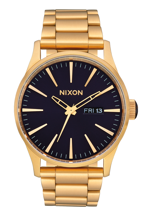 Nixon Mens Sentry SS Stainless Steel Watch Gold/Indigo