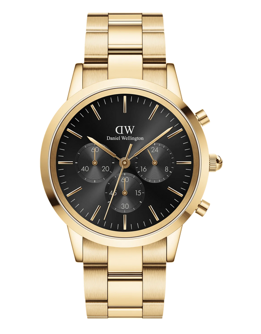 Daniel Wellington Iconic Chronograph Link Oynx Gold 42mm DW00100641 Watch