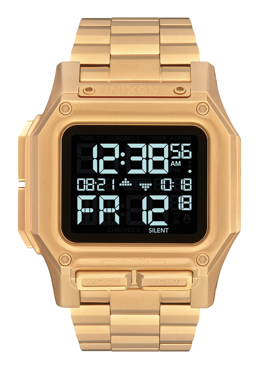 Nixon Mens Regulus Stainless Steel Digital Watch All Gold