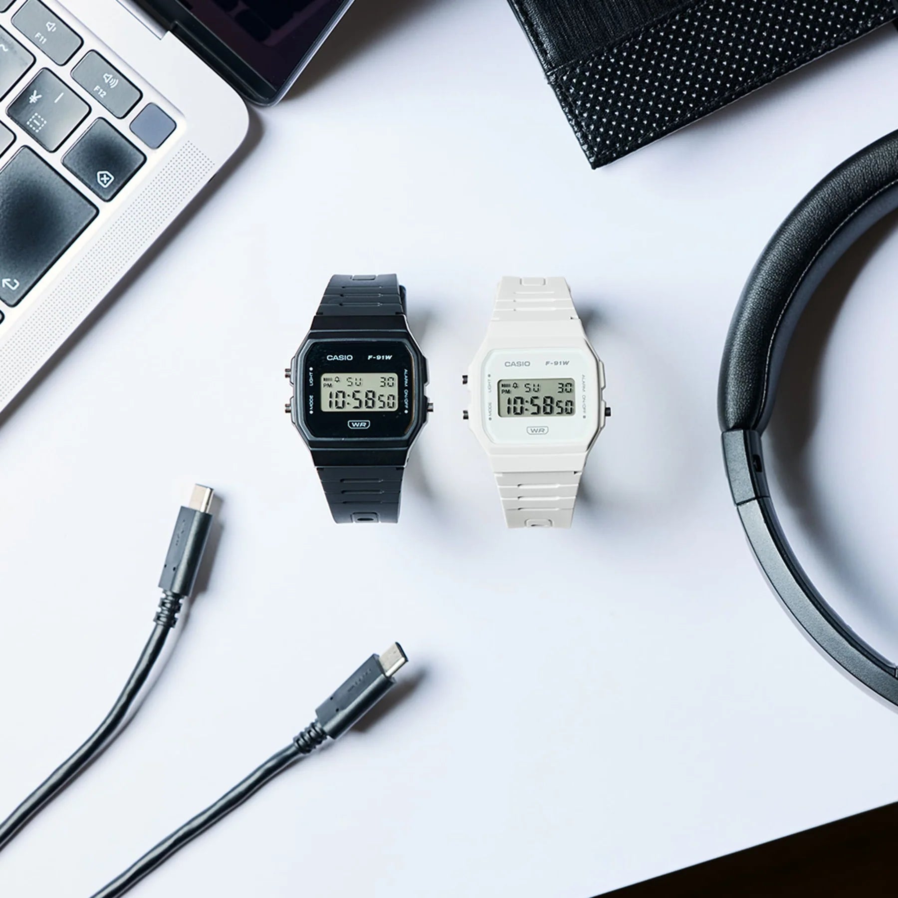Casio Vintage Digital Watch F-91WB-7A White