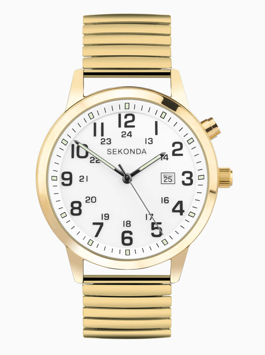 Sekonda Easy Reader Men's Watch | Gold Alloy Case & Stainless Steel Expander