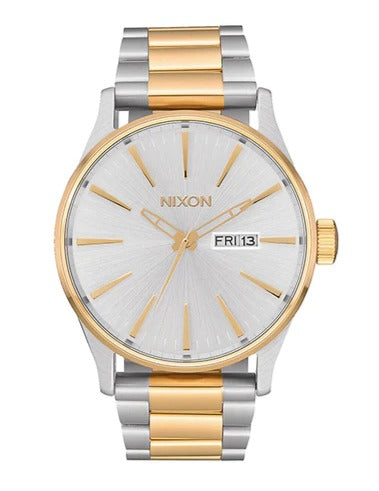 Nixon Mens Sentry SS Stainless Steel Watch Two Tone Gold/Silver