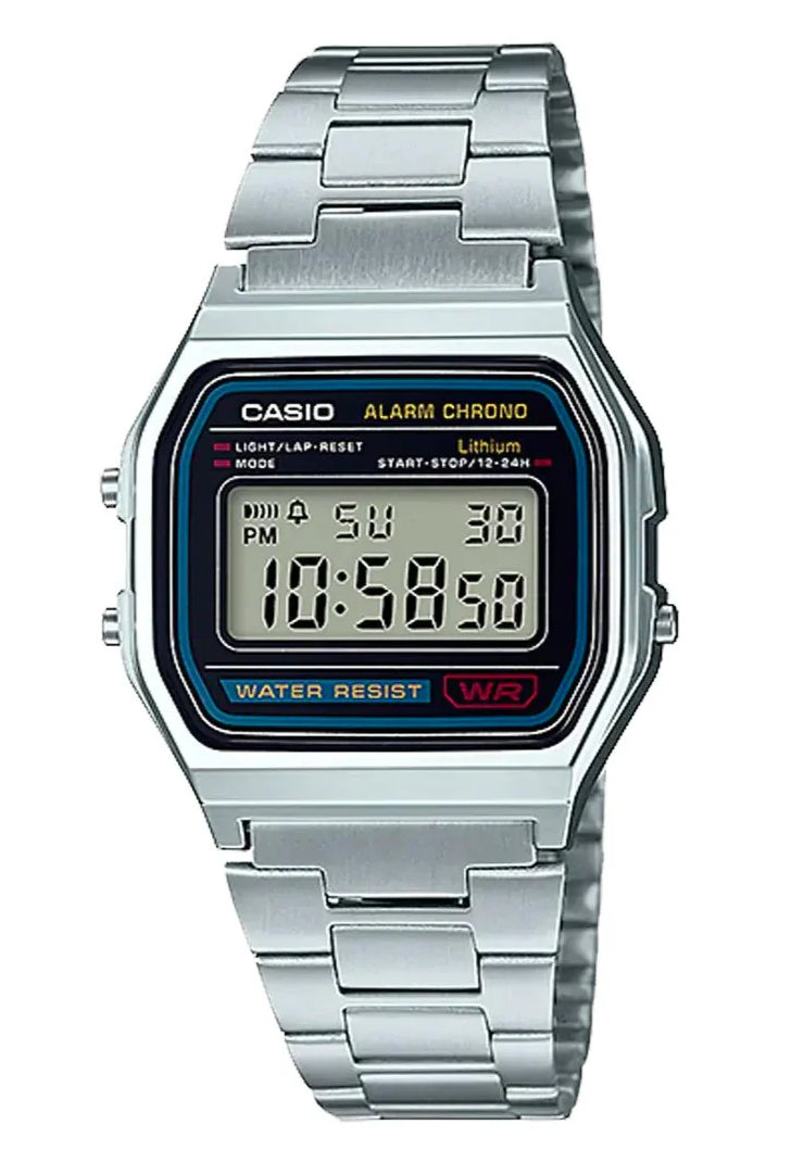Casio Vintage Stainless Steel Digital Watch A158WA-1A Silver