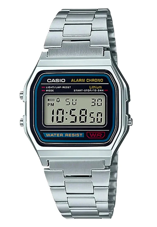 Casio Vintage Stainless Steel Digital Watch A158WA-1A Silver