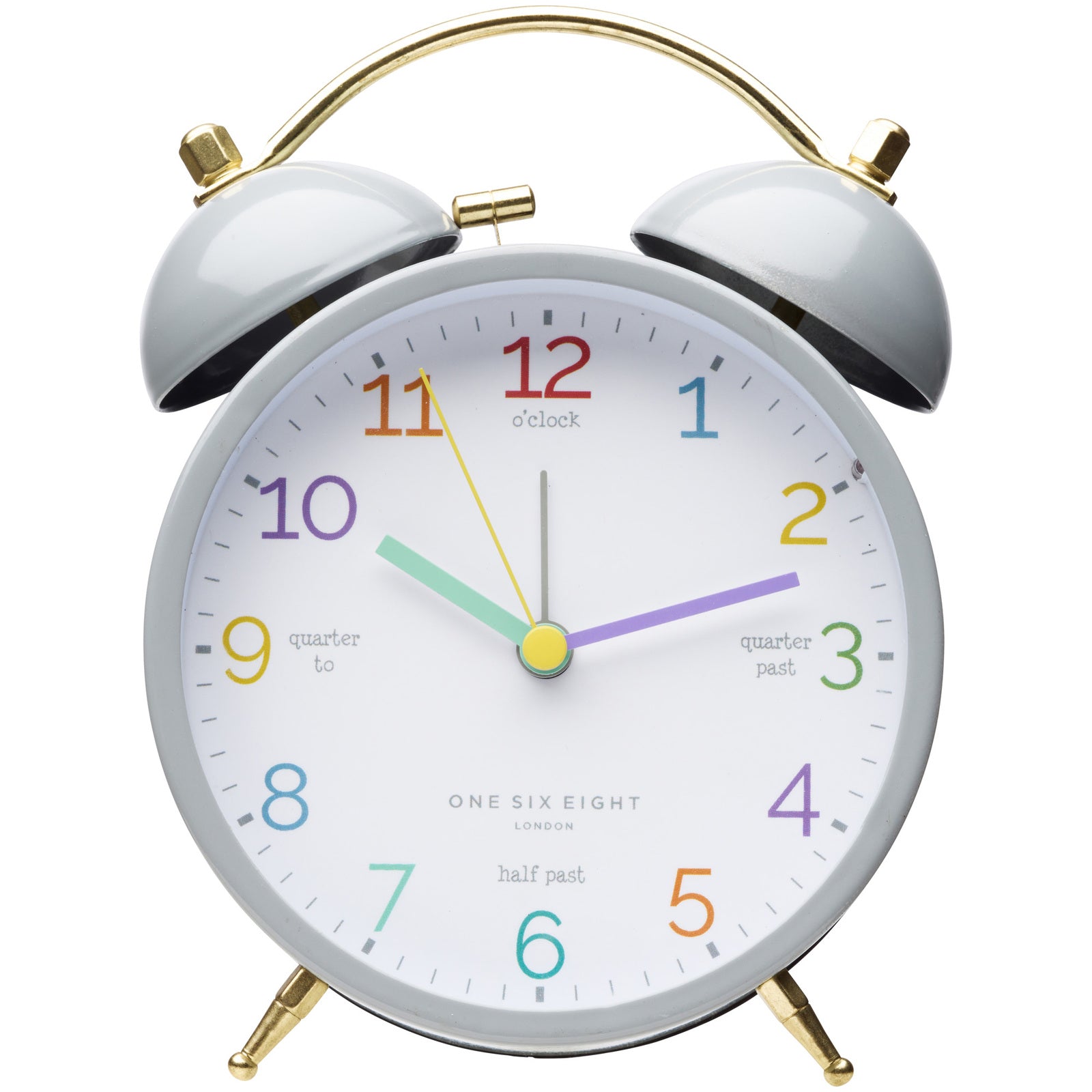 One Six Eight London Learn the Time Grey Alarm Clock