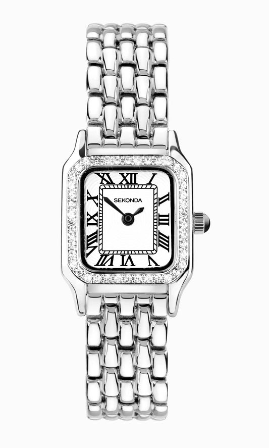 Sekonda Monica Ladies Watch | Silver Alloy Case Bracelet Stone Set | 40655