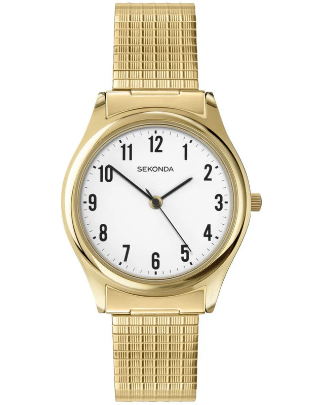 Sekonda Mens Gold White Dial Expander Quartz Watch 36mm SK3752