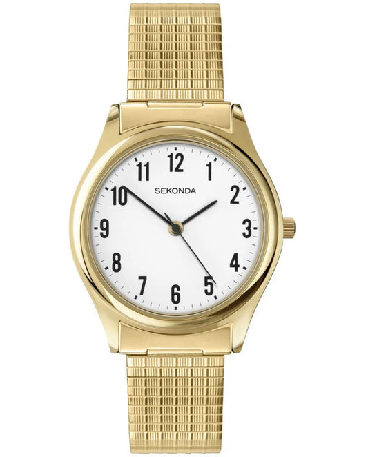 Sekonda Mens Gold White Dial Expander Quartz Watch 36mm SK3752