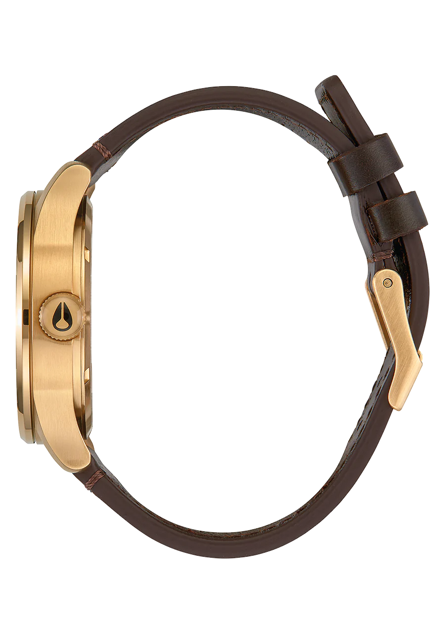Nixon Mens Sentry Leather Watch Gold/Black Dial/Brown Leather