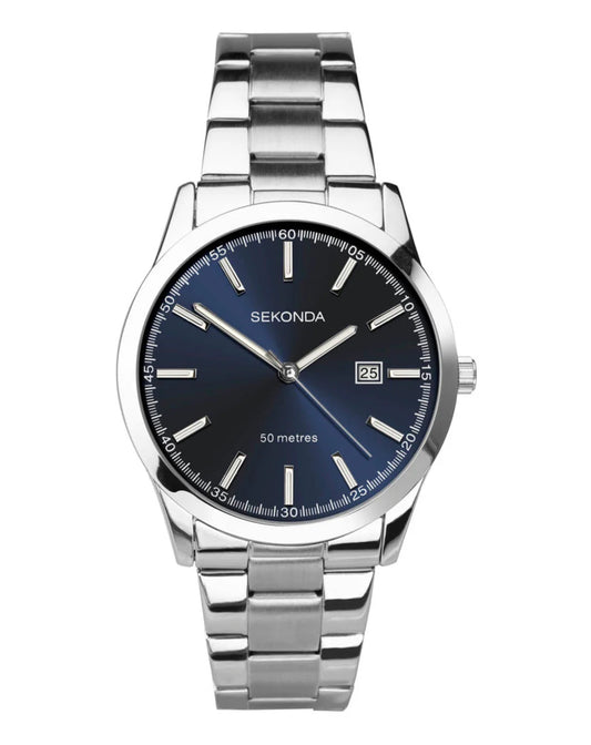 Sekonda Men's Watch | Blue Dial Silver Band 50m SK1943
