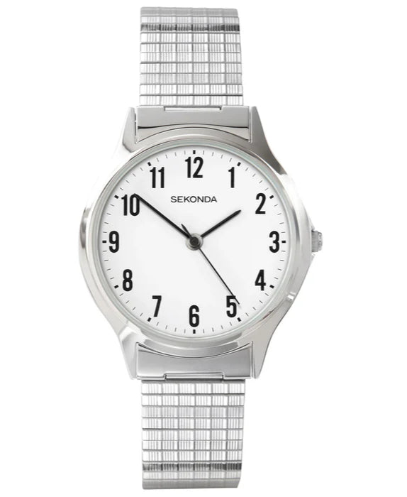 Sekonda Mens Silver White Dial Expander Quartz Watch 36mm SK3751