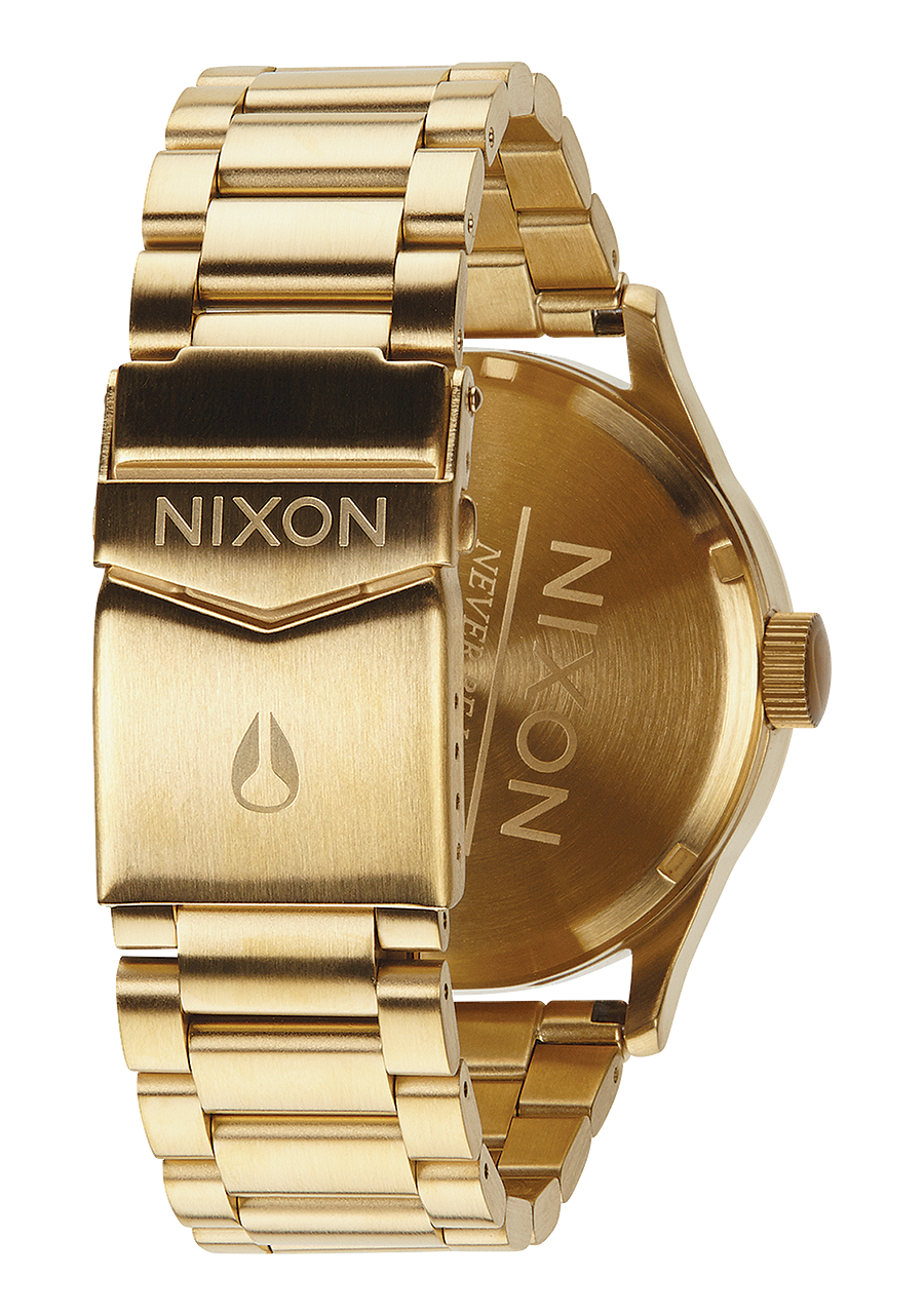 Nixon Mens Sentry SS Stainless Steel Watch Black/Gold