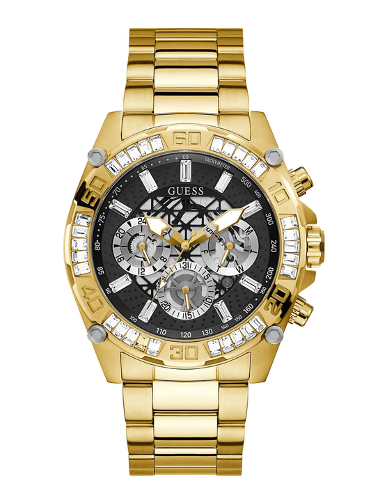 Guess Mens Trophy Gold Tone Stainless Steel Analog Watch GW0390G2