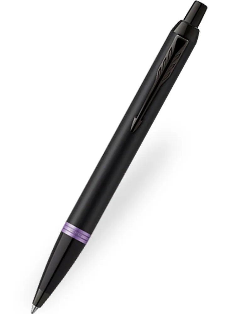 Parker IM Vibrant Rings Ballpoint Pen Satin Black Lacquer - Amethyst Purple