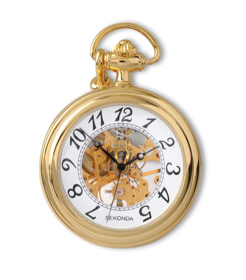Sekonda Pocket Watch Gold Skeleton Mechanical