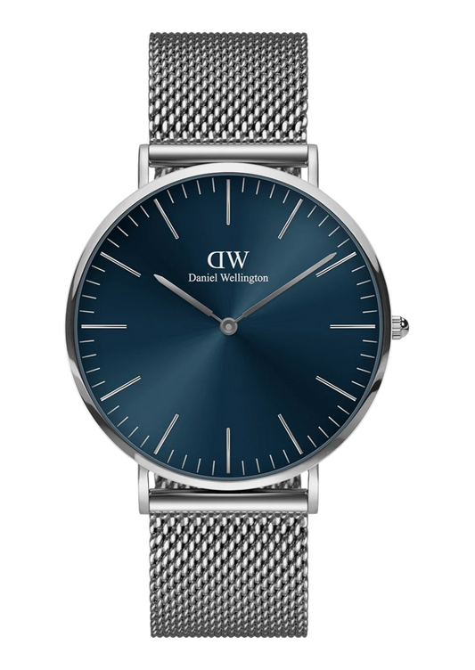 Daniel Wellington Classic Mesh Arctic 40mm Sterling Silver Blue DW00100628 Watch