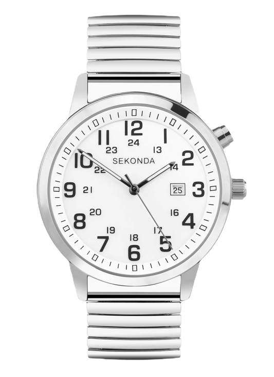 Sekonda Easy Reader Men's Watch | Silver Alloy Case & Stainless Steel Expander