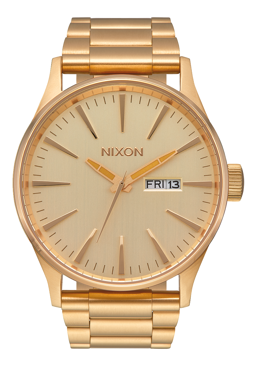 Nixon Mens Sentry SS Stainless Steel Watch All Gold