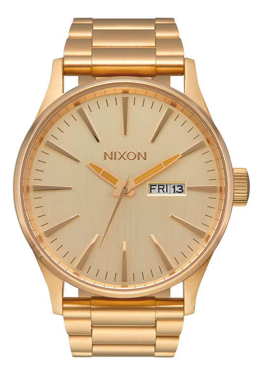 Nixon Mens Sentry SS Stainless Steel Watch All Gold