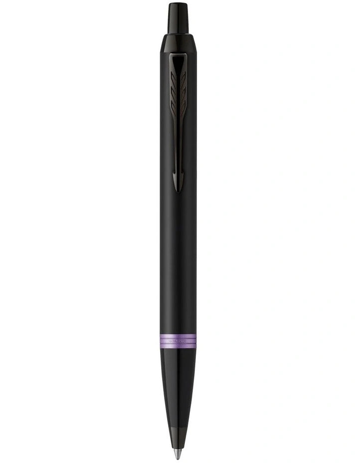 Parker IM Vibrant Rings Ballpoint Pen Satin Black Lacquer - Amethyst Purple