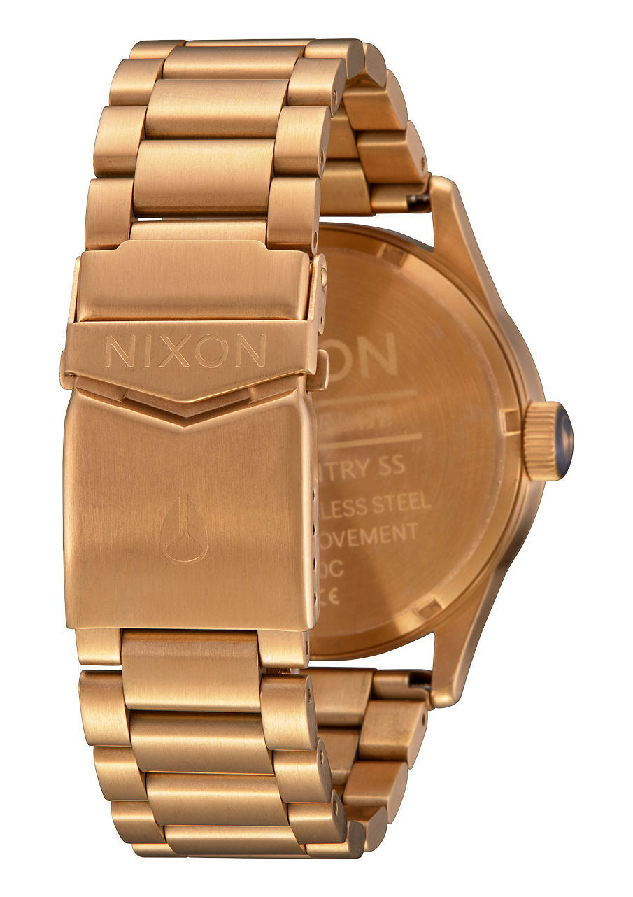 Nixon Mens Sentry SS Stainless Steel Watch Gold/Indigo