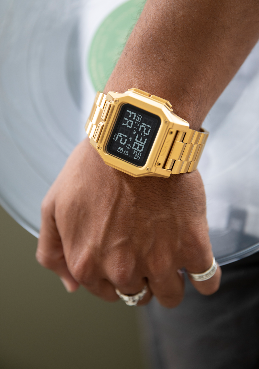 Nixon Mens Regulus Stainless Steel Digital Watch All Gold