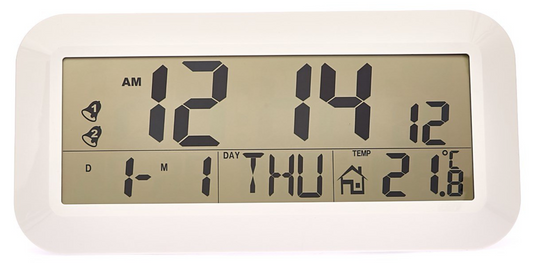 Jumbo LCD Calendar Wall Clock - White