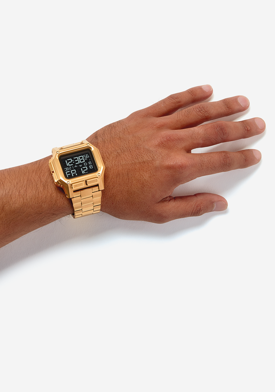 Nixon Mens Regulus Stainless Steel Digital Watch All Gold