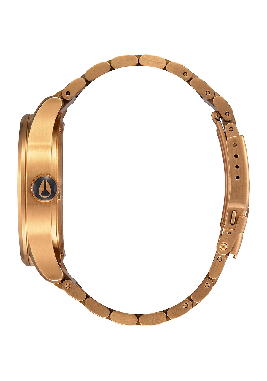 Nixon Mens Sentry SS Stainless Steel Watch Gold/Indigo