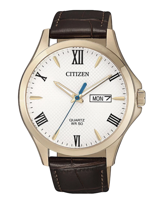Citizen Men's Quartz 50m Watch BF2023-01A Rose Gold/Brown/White