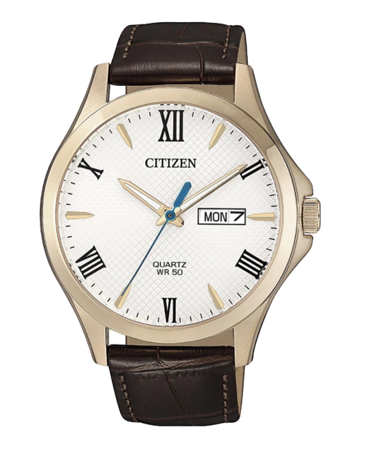 Citizen Men's Quartz 50m Watch BF2023-01A Rose Gold/Brown/White