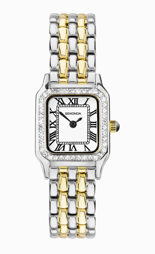 Sekonda Monica Ladies Watch | Two Tone Alloy Case Bracelet Stone Set | 40640