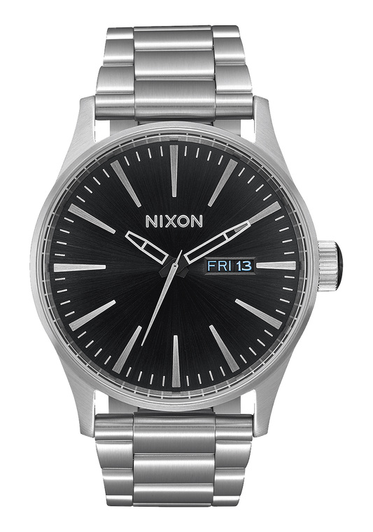 Nixon Mens Sentry SS Stainless Steel Watch Black/Silver
