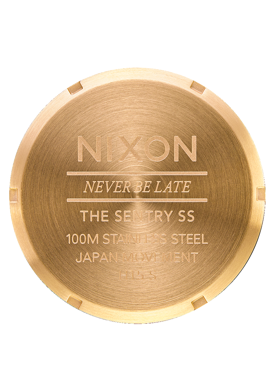 Nixon Mens Sentry SS Stainless Steel Watch Black/Gold