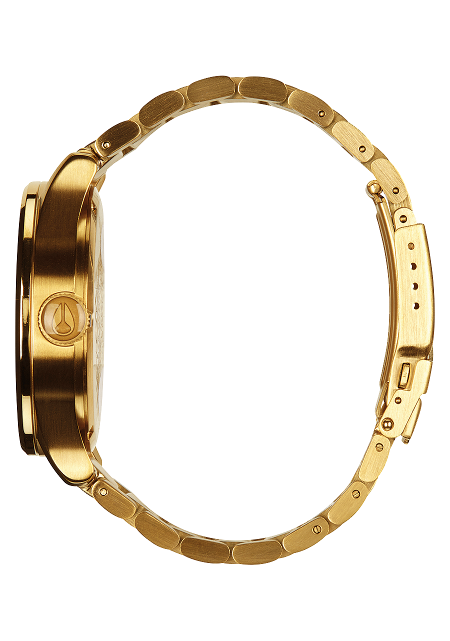 Nixon Mens Sentry SS Stainless Steel Watch Gold / White