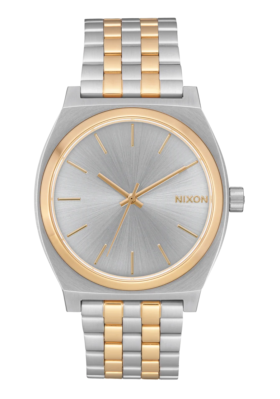 Nixon Mens Time Teller Watch Silver/Gold