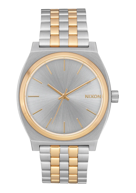 Nixon Mens Time Teller Watch Silver/Gold