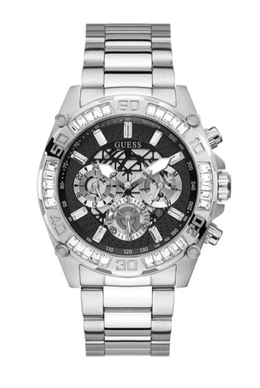 Guess Mens Trophy Silver Stainless Steel Analog Watch GW0390G1