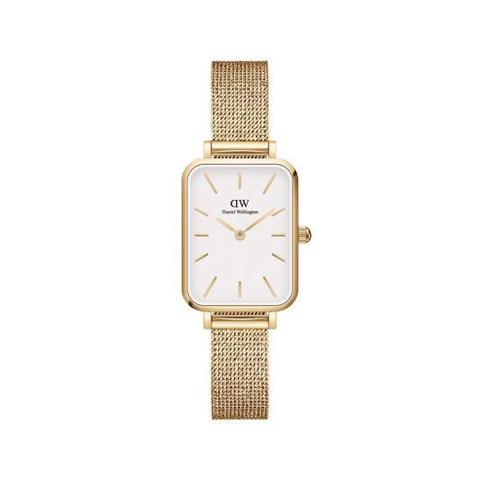 Daniel Wellington Quadro 20X26 Pressed Evergold Gold & White Watch
