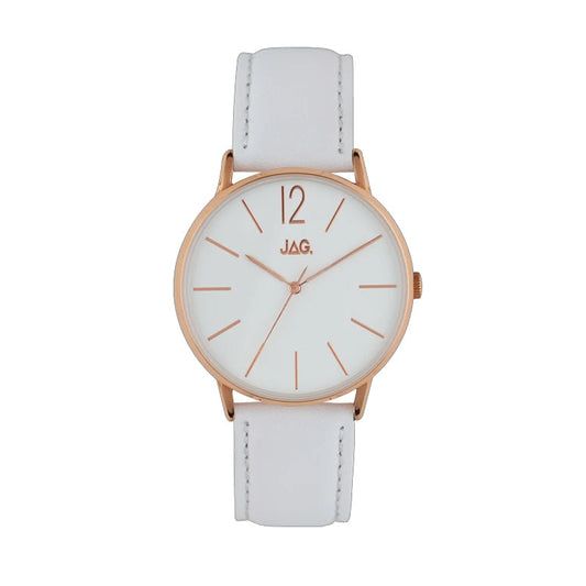 Jag Billy White Leather 40mm Watch